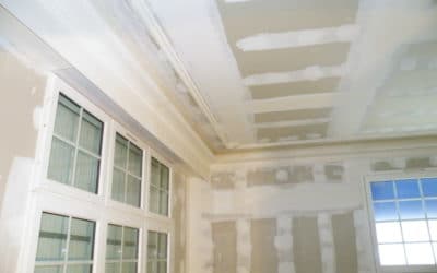 Réalisation de plafond et doublage isolant, avec pose de corniche et moulure en staff