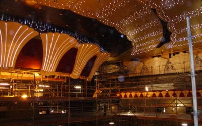 Salle de spectacle navire de croisière OCHESTRA, coquille en staff moulée en décor mural